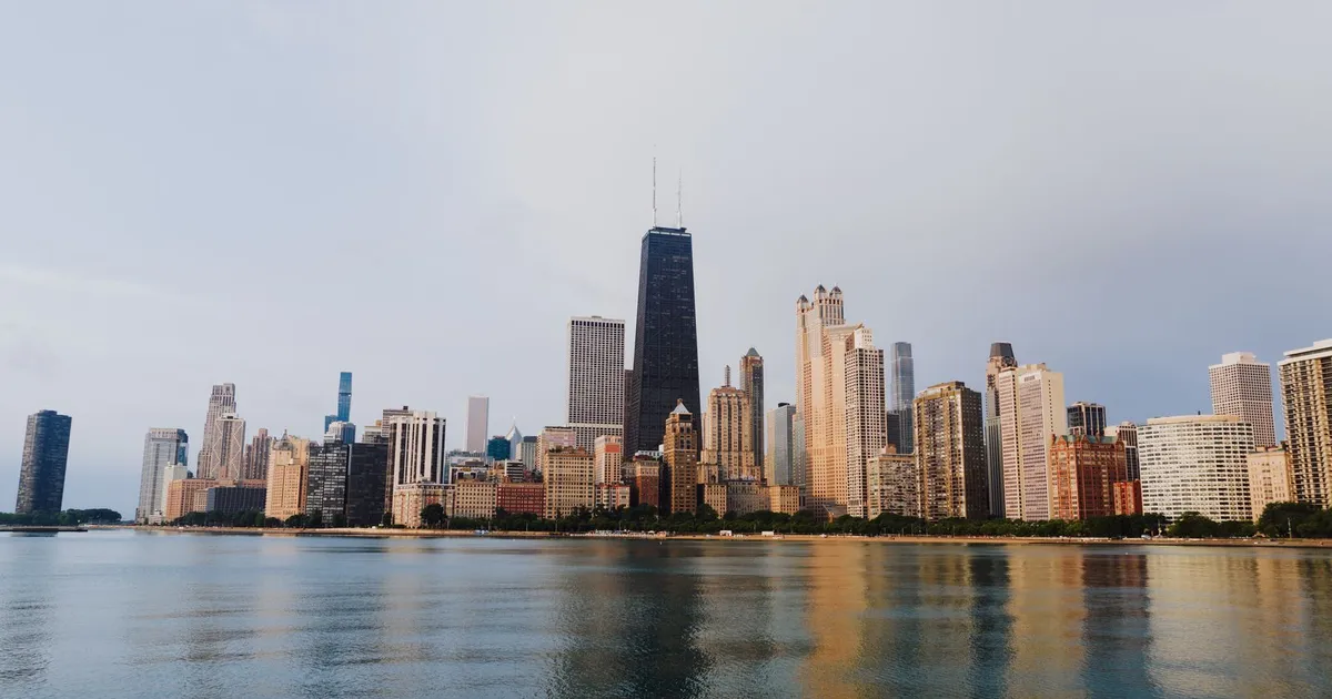 Chicago skyline across the water.
